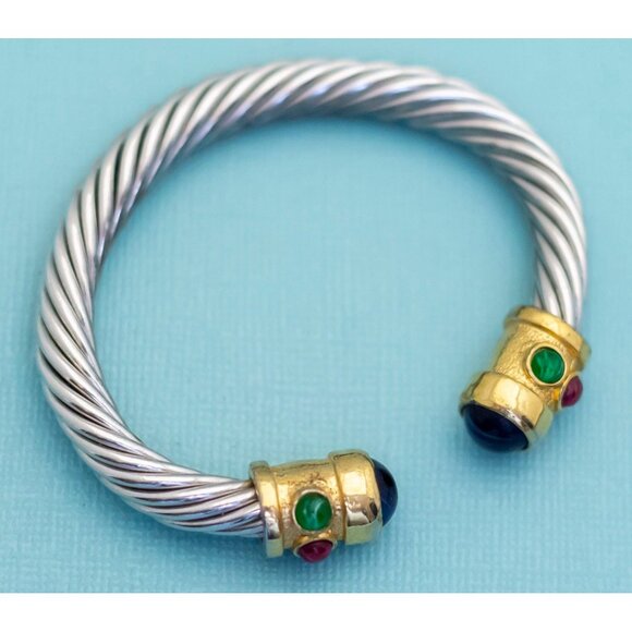 Vintage Spiral Stripes White Black Cuff Bracelet 7 inch - E10 - Picture 2 of 3